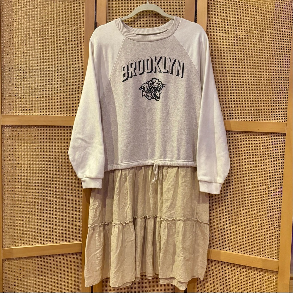 Upcycled Brooklyn NYC Oversized Sweatshirt Dress Size Medium to Large